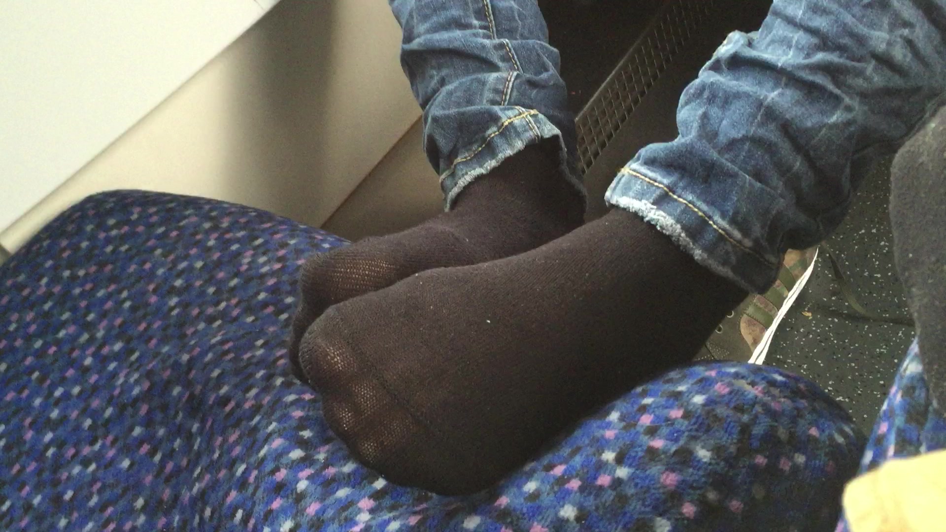 black socks on train