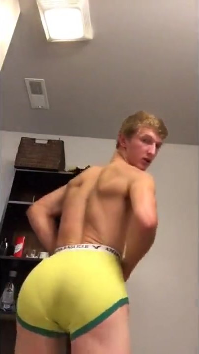 Blonde twink spreads and shows asshole