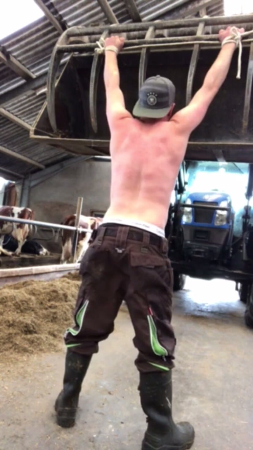 Ranch hand gets tied up and flogged by his boss.