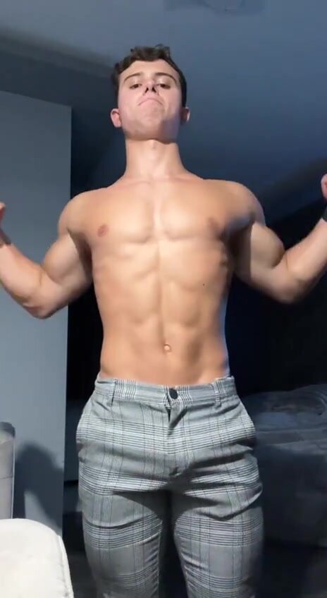 cute teen bodybuilder shows off