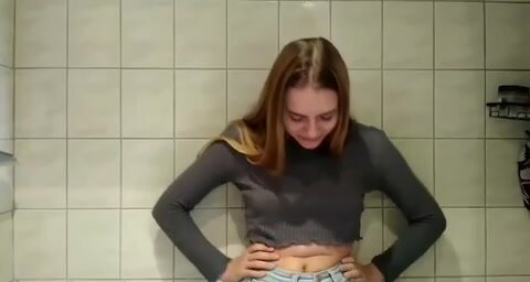 Cute ass girl pees her jeans