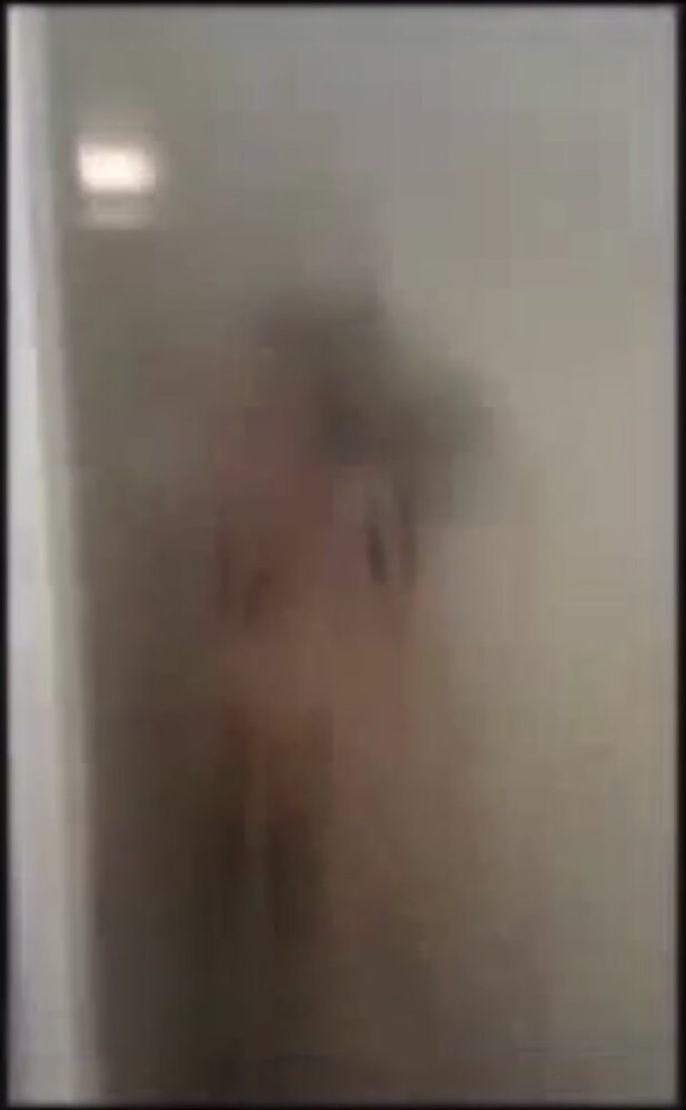 Embarrassed Screaming girl in shower interrupte by guys