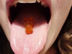 Swallowing gummy bear