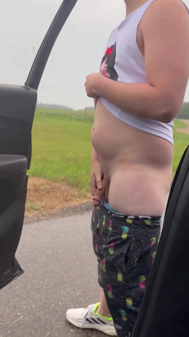 Buddy taking a Leak on the road