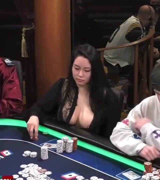 Nipple slip during poker game