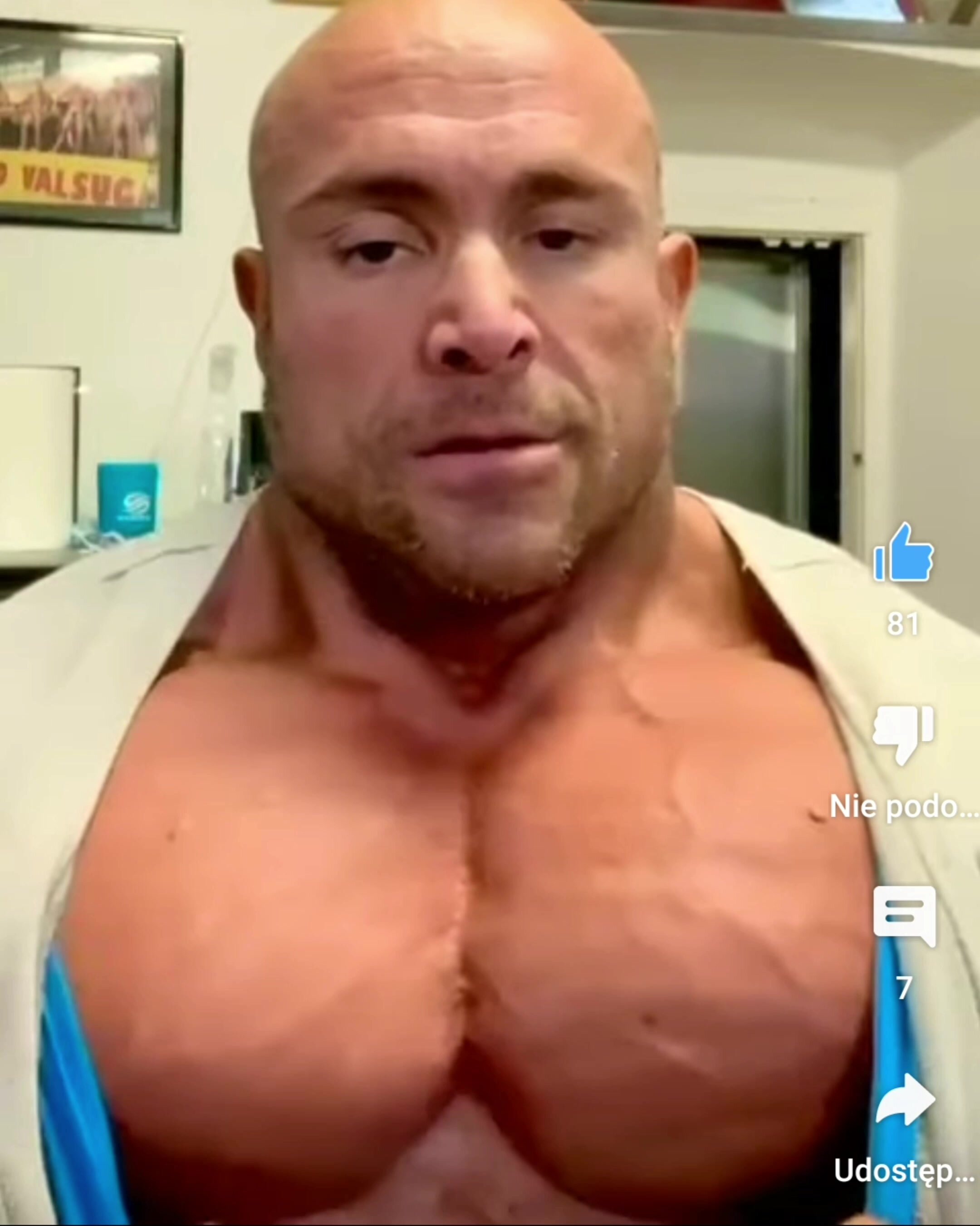 Bodybuilder showing off his muscle chest