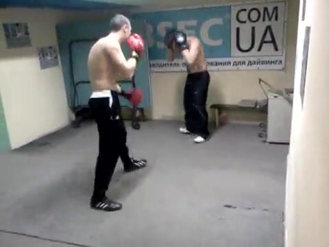 twice in the balls in the sparring of Russian guys