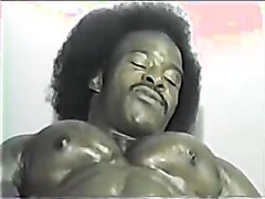 Vintage Black Bodybuilder Flex Pose Jerk Off