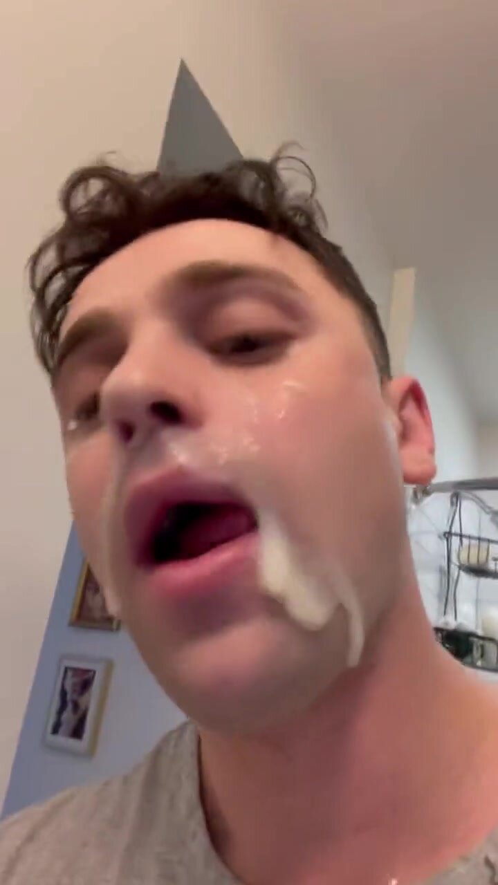 licking nutt from face