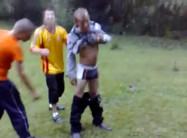 Guy fully pantsed in field (frontal)