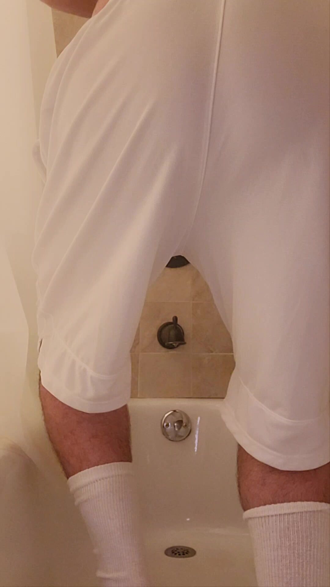 More big and smelly pre-poop farts in white shorts