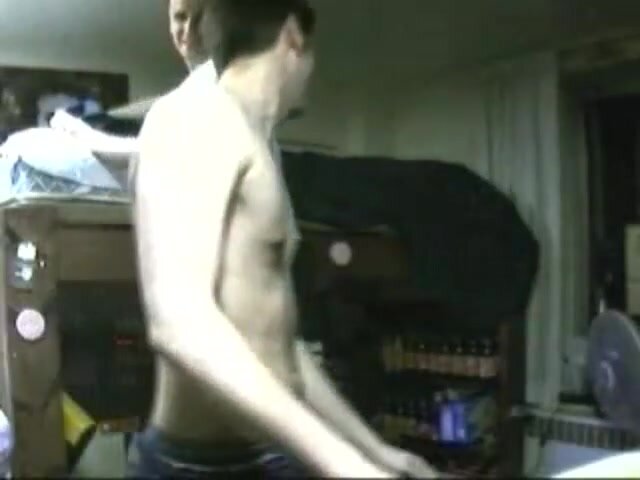 Guy pantsed in dorm (rear)