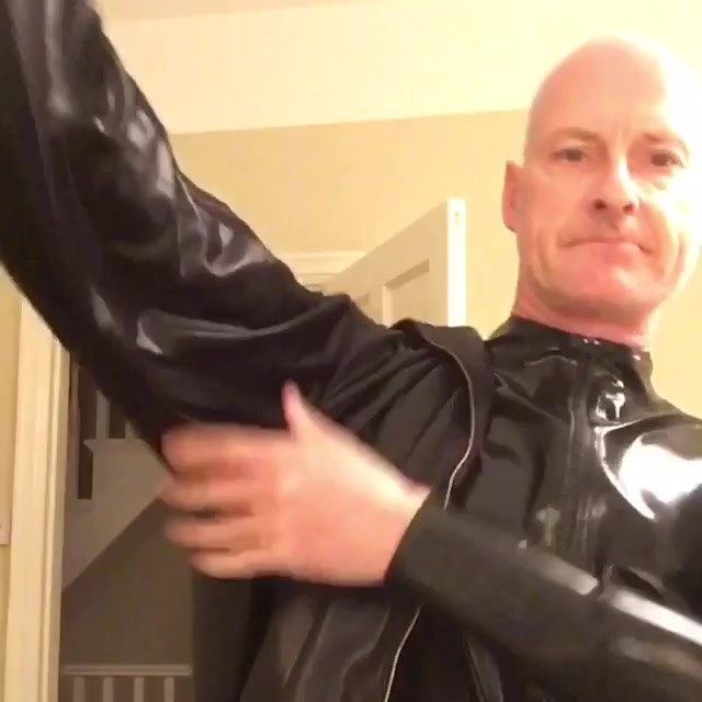 ready to go outside in a rubber suit