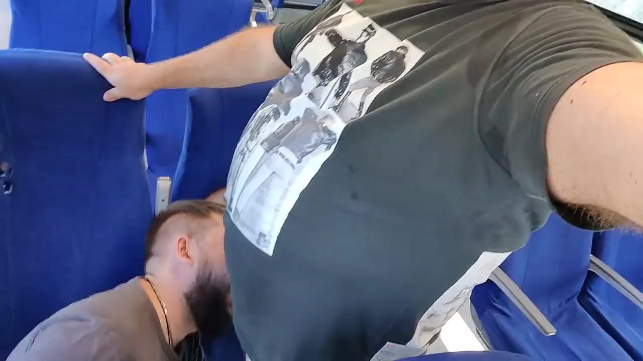 Gay shit: Hot bear blowjob on the train - ThisVid.com