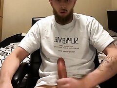 White guy stroking till he cums