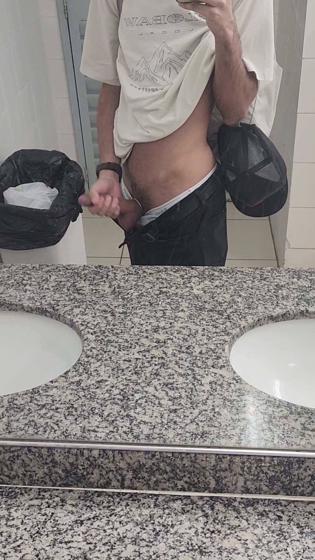 jerking off public toilet