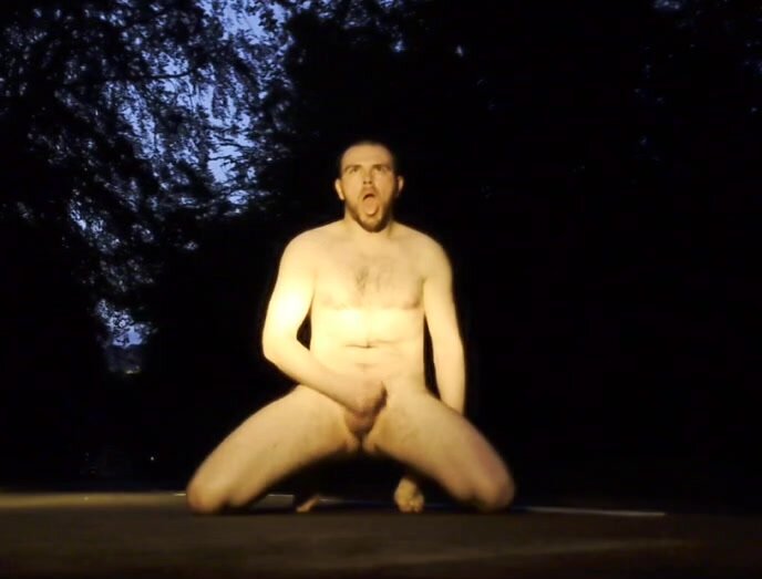 Gooner strokes himself dumb on a road
