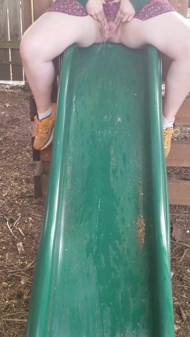 Peeing down a slide