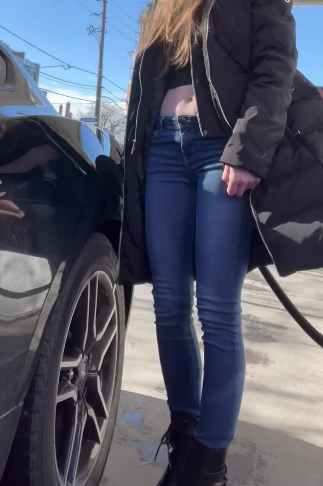 Pissing In Jeans Gas Station Jeans Pee