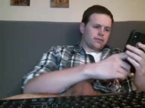 Stroking big cut cock while on the phone