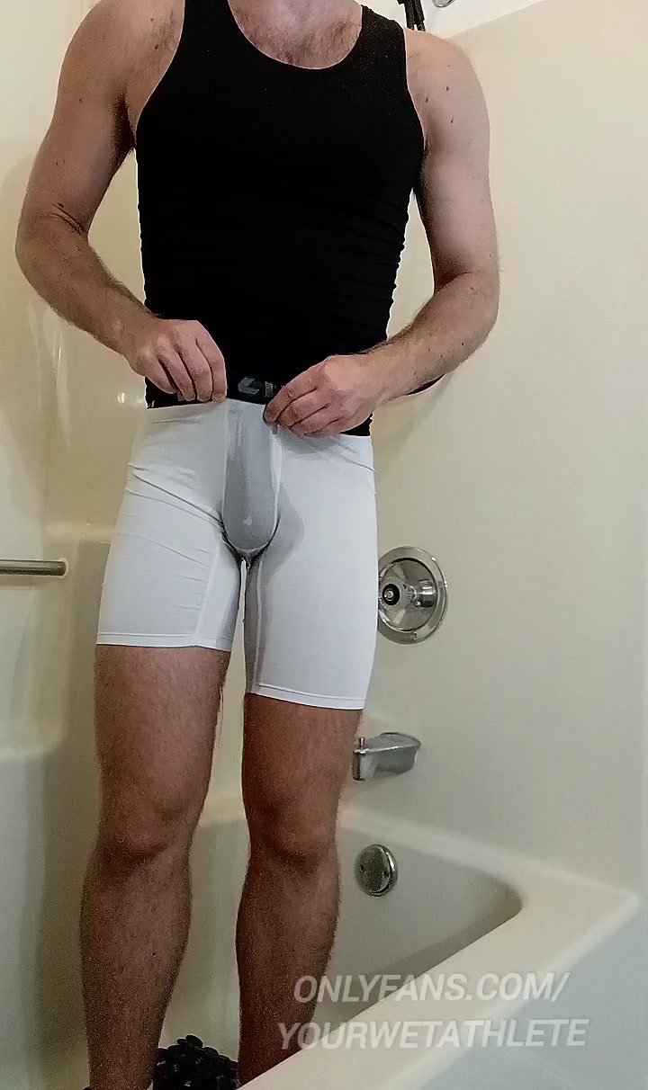 White compression shorts piss