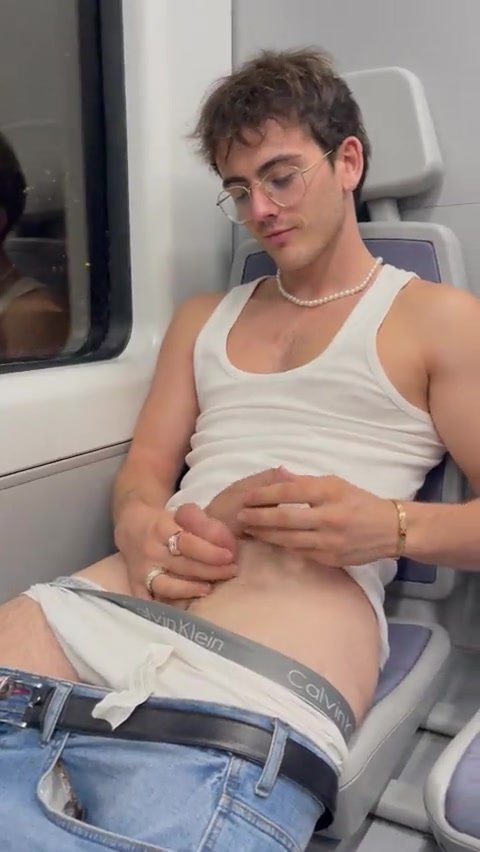 playing with his dick on the train