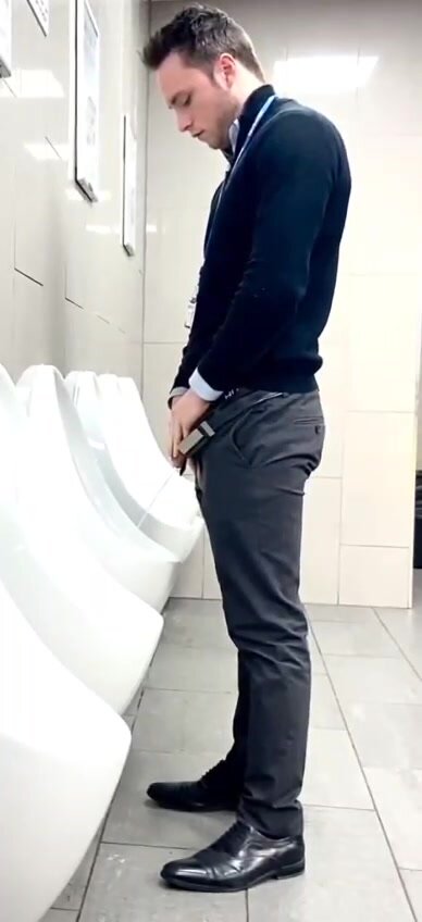 guy piss voyeur urinal caught