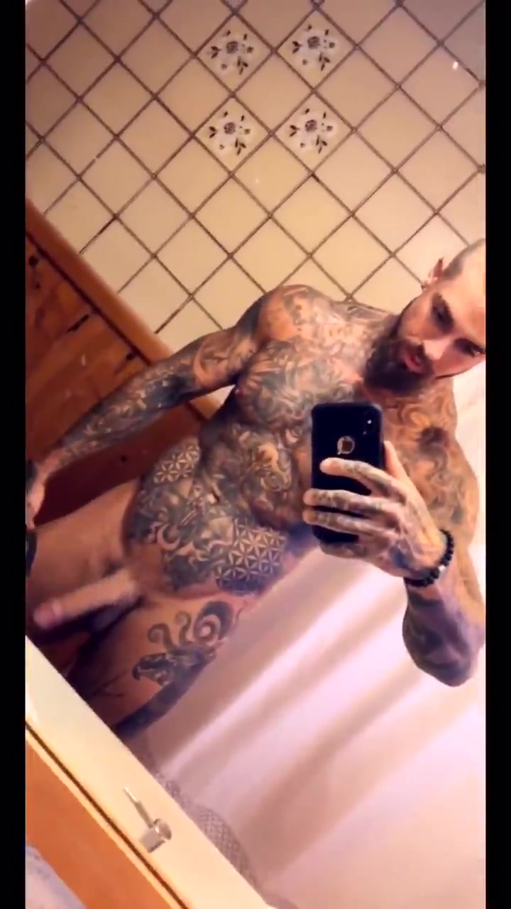hot tattoed boy in the mirror