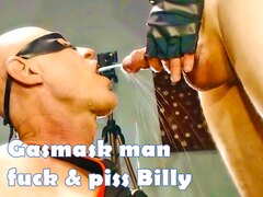 65. Gasmask man fuck & piss Billy
