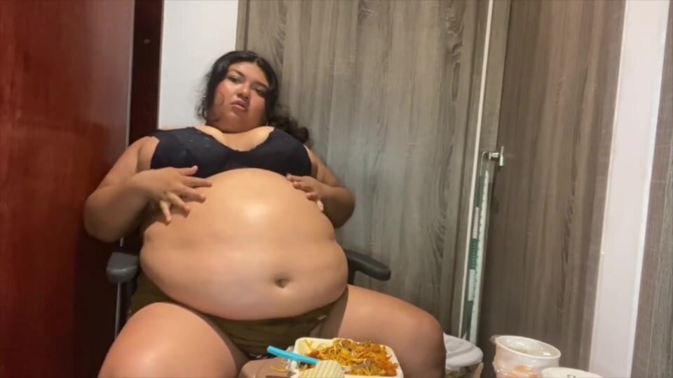 bbw stuffing her fat belly and many burps 3