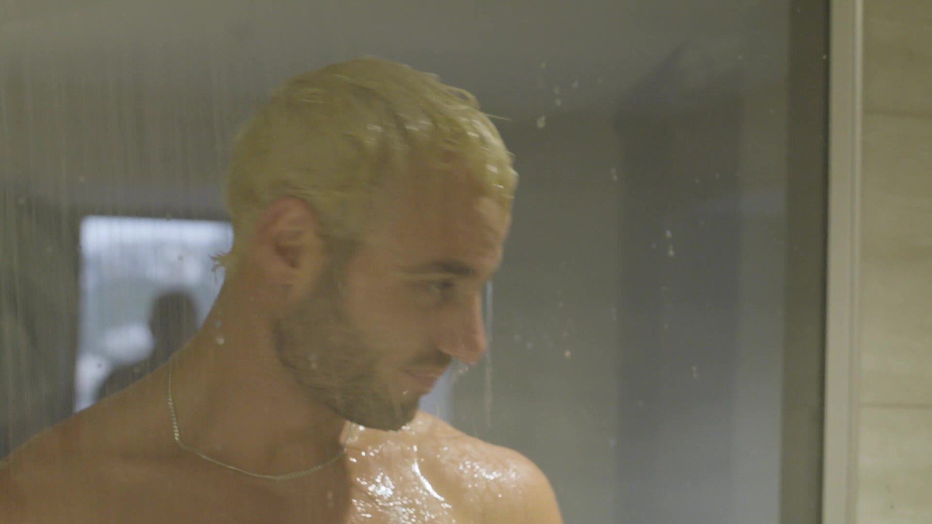 Blonde guy shower