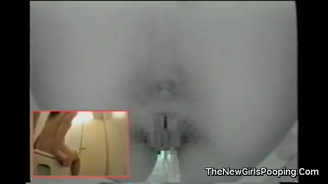 A Japanese female pooping in the toilet