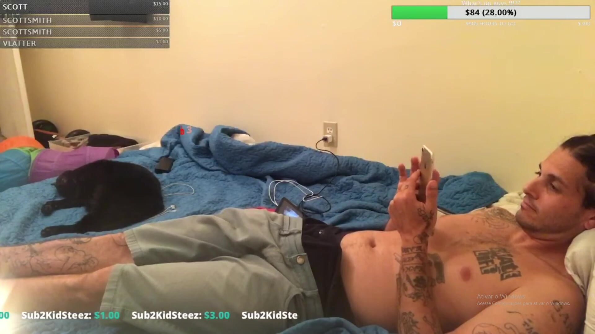 Sleeping stream guy accidentaly slip off
