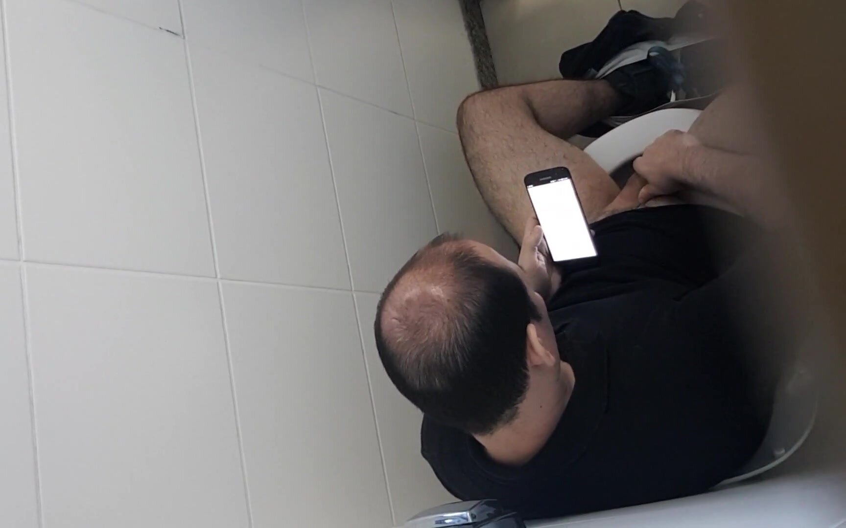 Hairy daddy caught jerking in public