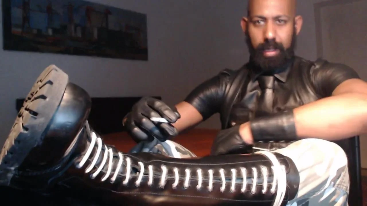 Alpha sex: hot leather gloves spit ranger boots… ThisVid.com