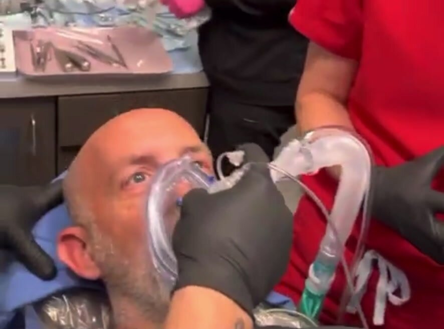 Man gets anesthesia at the dentist