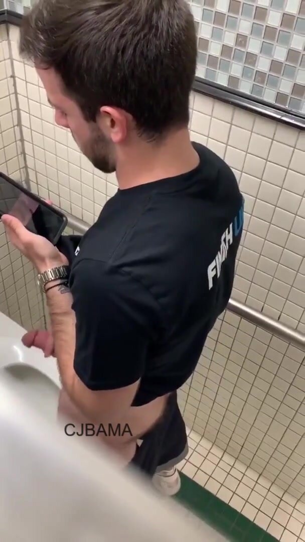 sexy guy caught jerking in a gym toilet stall