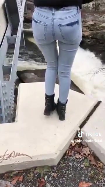 Sexy girl wetting jeans - video 2