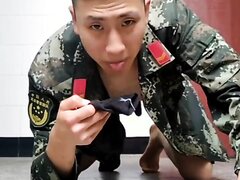 an army asian with his socks