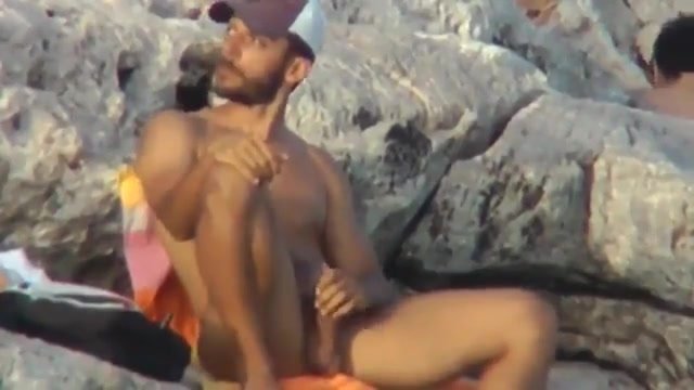 Caught massive cum explosion on nude beach