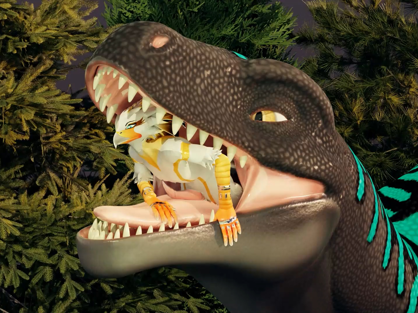 Dinosaur Vore Day Animation (Oral Vore Masturbation)