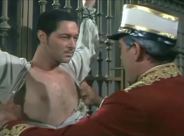 Shirt rip, chest whipping: The Brigand (1952)