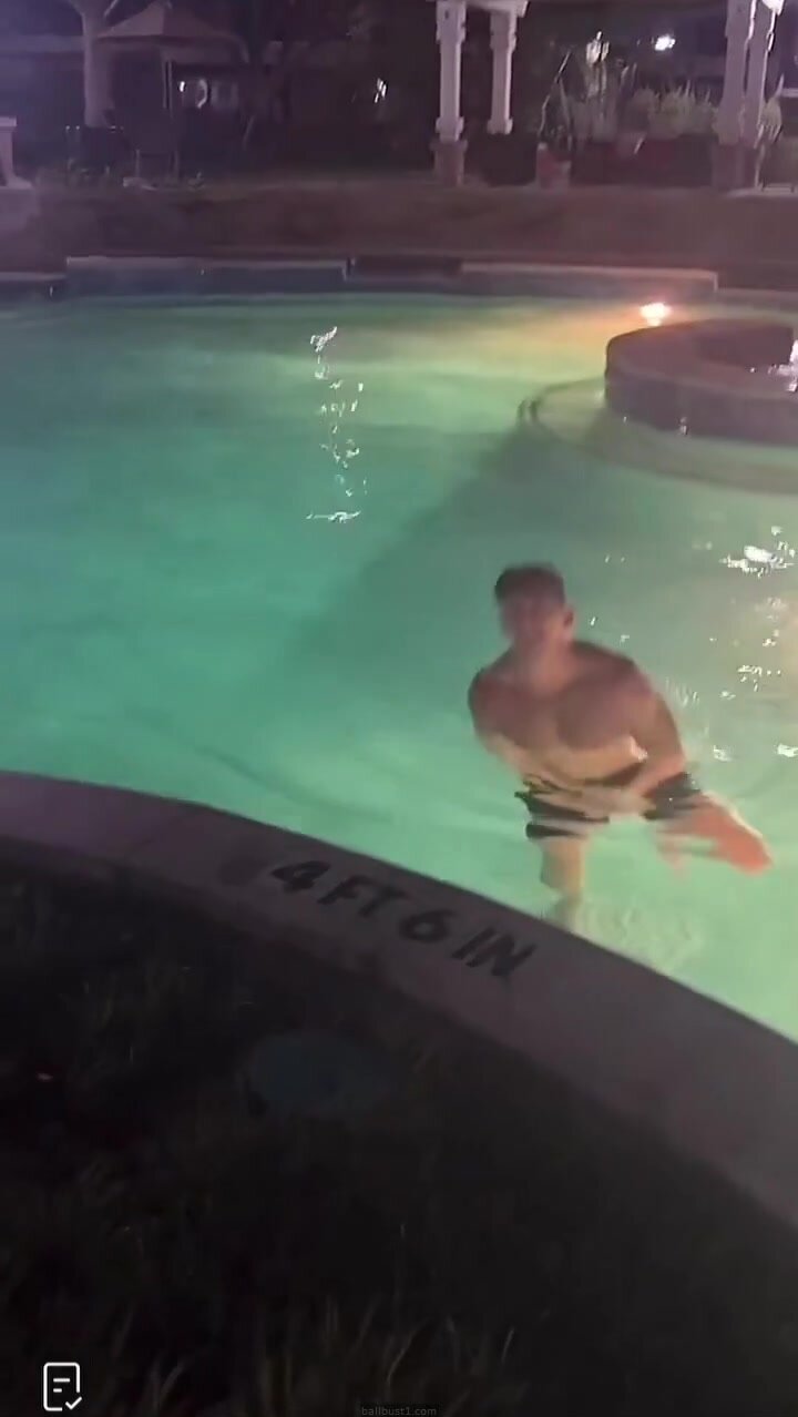 Hot Jock Jumps in a Pool and Hits His Vulnerable Nuts