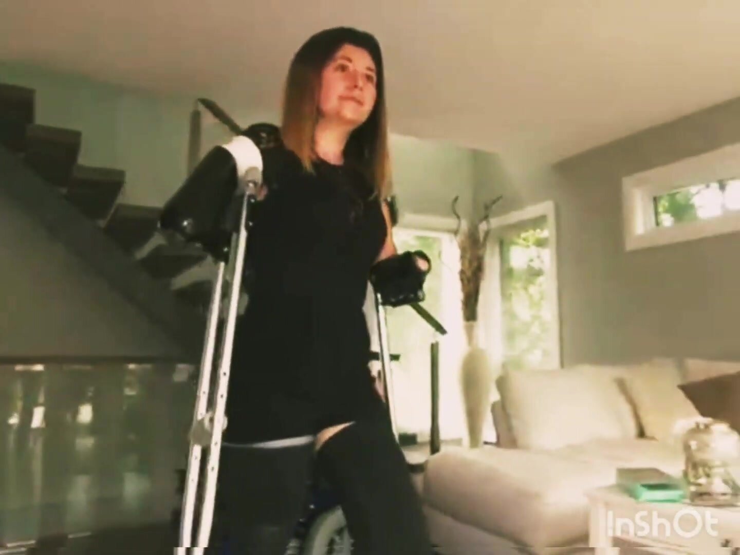 Quad Amputee Using Crutches
