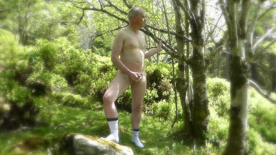 Wanking in forest