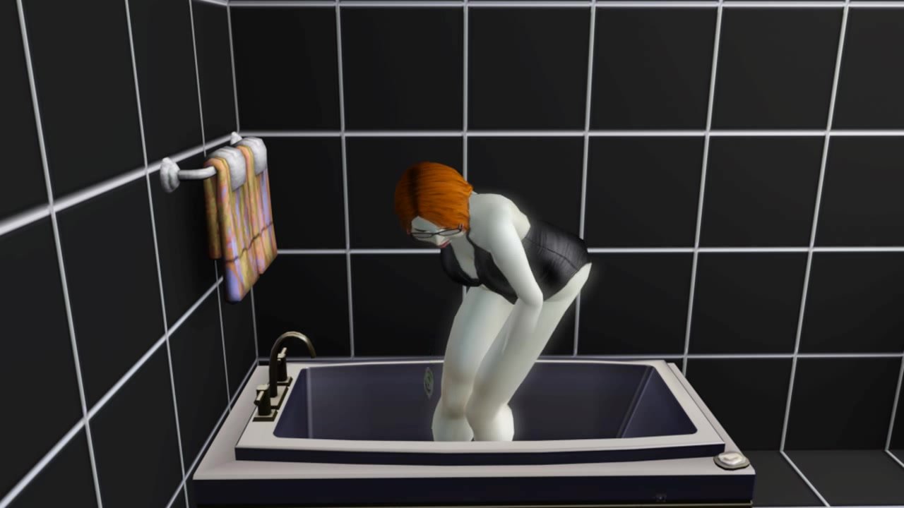 Sims 3 - Zelda vomit in bathtub