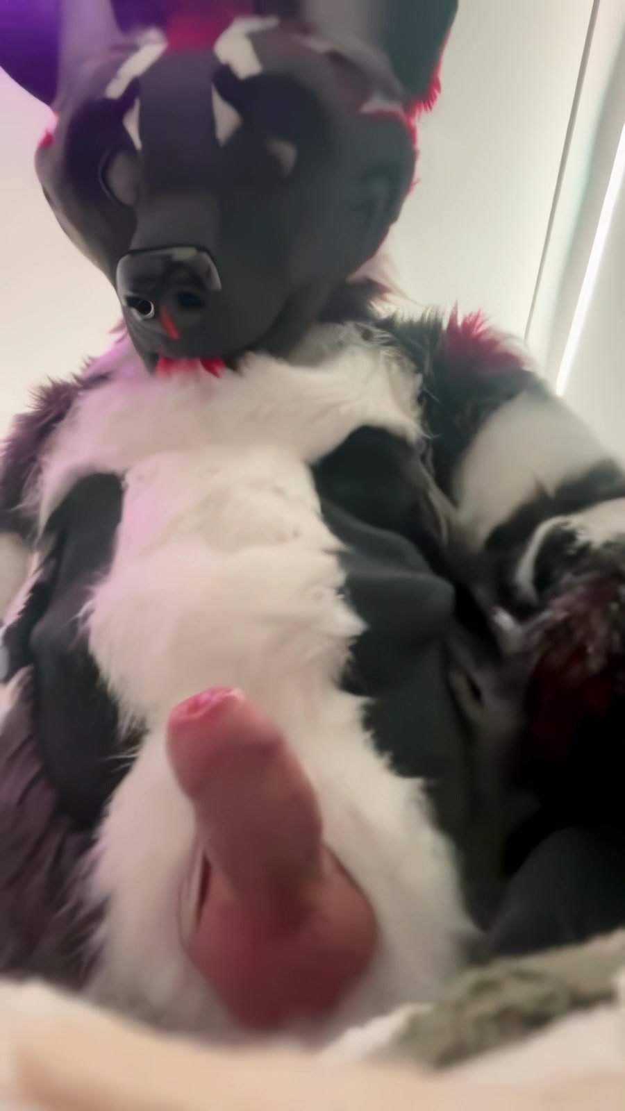 Fursuiter cumming a thick load