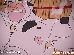 jerking off cow's fat cock