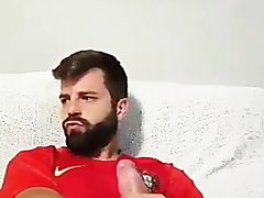Bearded Portuguese Jerking off and Cumming