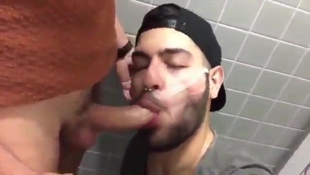 Hot Bearded Guy Sucking Guy in Public Restroom